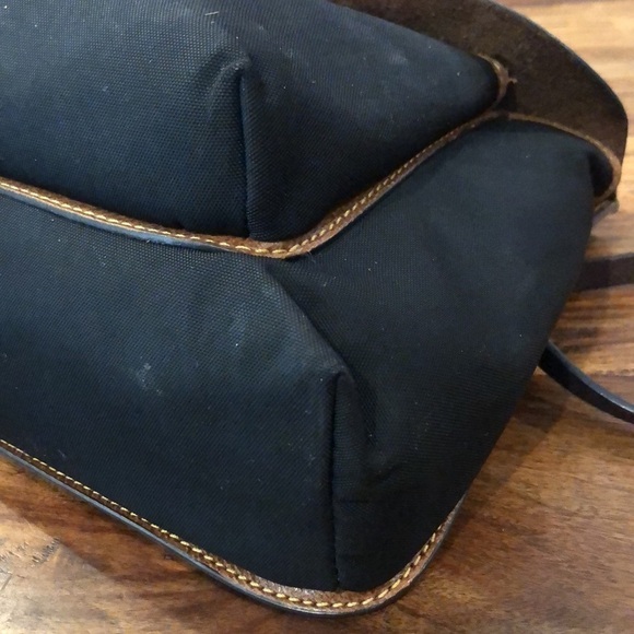 Dooney & Bourke Saddle Crossbody Black Canvas, Brown Distressed Leather - Picture 5 of 16
